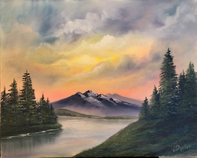 Bob Ross Lilac Studio This Class Is Full Oil Painting By Gini Deaton