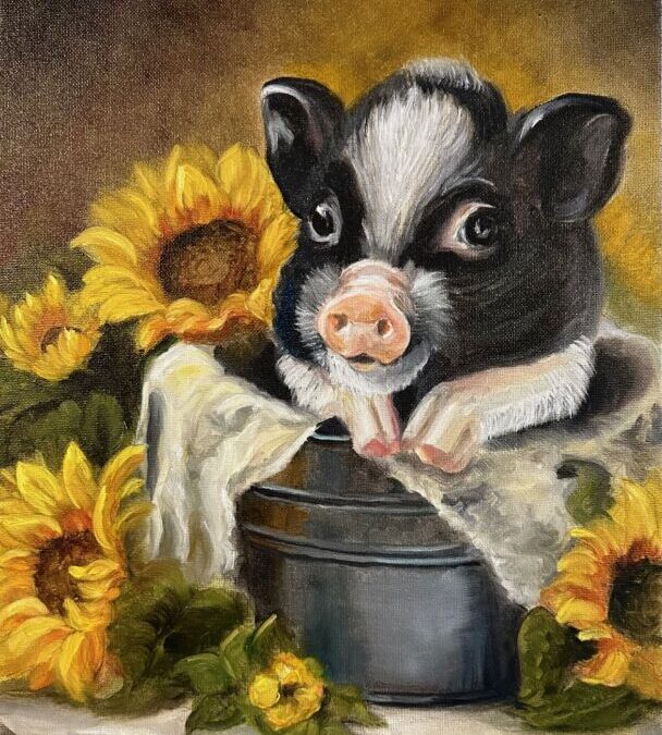 Piggy in a Bucket Oil Painting Tutorial